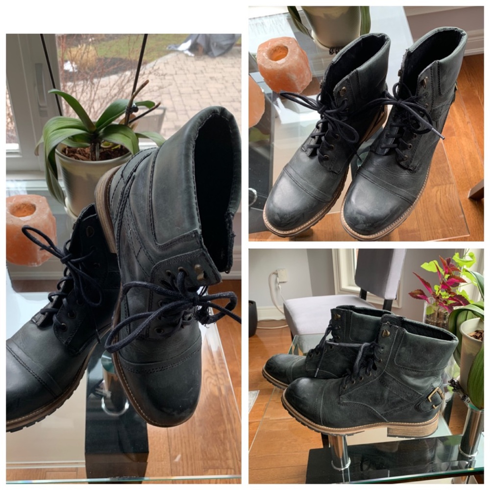 ZiGiny Men’s Black Leather Ankle Boot